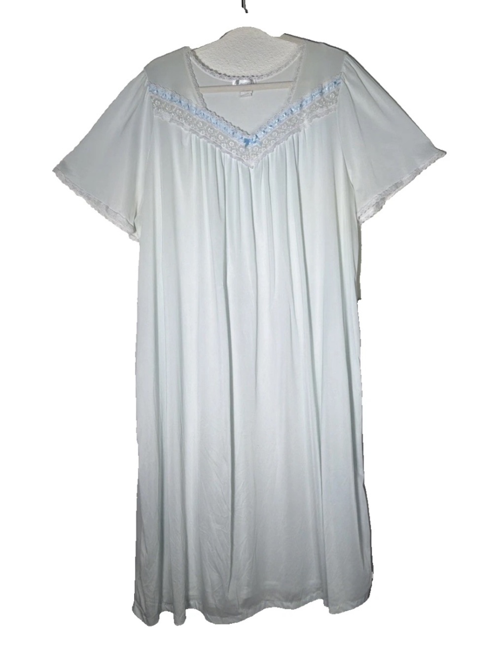 Vintage Fundamentals Light Blue Nylon Nightgown Lace Trim Dress Babydoll Size 2X